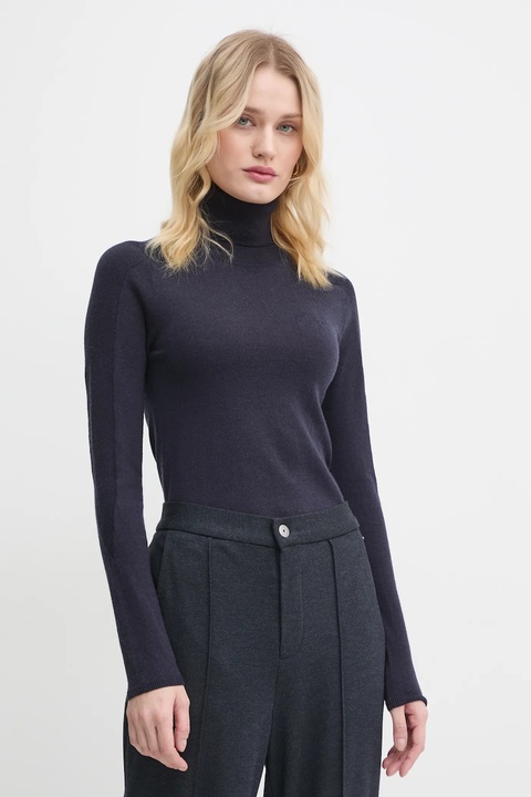 G-Star sweter wełniany damski kolor niebieski lekki z golfem D25510-D847 - zdjęcie produktu nr 1