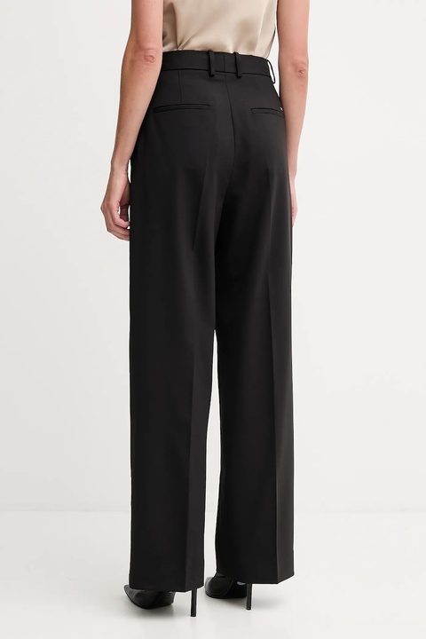 Tommy Hilfiger spodnie wełniane damskie kolor czarny proste high waist WW0WW48362 - zdjęcie produktu nr 2