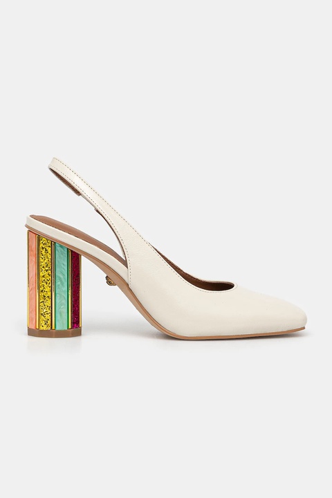 Kurt Geiger London czółenka Perspex Heel Sling kolor beżowy na słupku 3968541309 - zdjęcie produktu nr 2