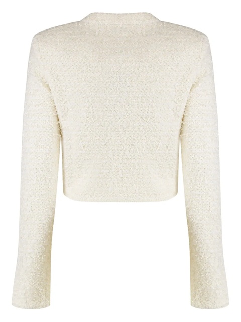 Self-Portrait crystal-embellished padded-shoulder jacket - Neutrals - zdjęcie produktu nr 2