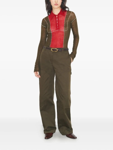 Tory Burch colour-block wool polo shirt - Green - zdjęcie produktu nr 2