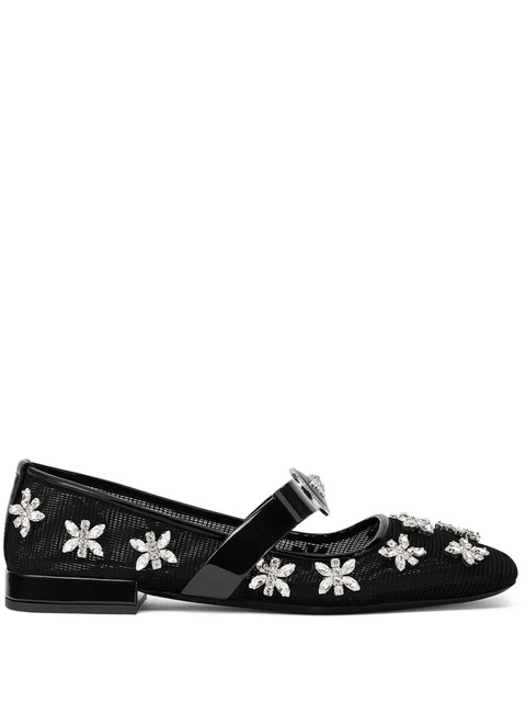 Versace Gianni Ribbon crystal-embellishment ballerina shoes - Black - zdjęcie produktu nr 1