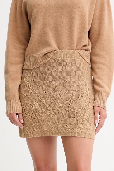 Twinset spódnica z domieszką wełny kolor brązowy mini ołówkowa 252TP3334 - zdjęcie produktu nr 1