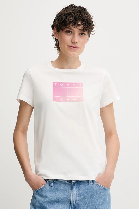 Tommy Jeans t-shirt bawełniany damski kolor biały DW0DW20905 - zdjęcie produktu nr 1