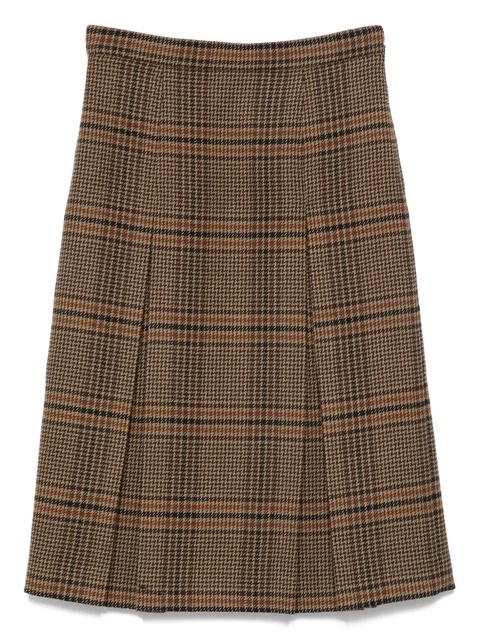 Saint Laurent pleated check midi skirt - Brown - zdjęcie produktu nr 1