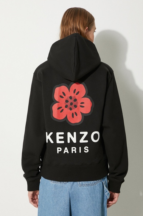 Kenzo bluza Boke Placed damska kolor czarny z kapturem z aplikacją FE62SW1624MT.99J - zdjęcie produktu nr 2