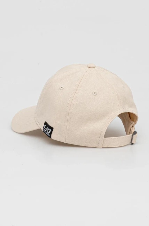 EA7 Emporio Armani czapka z daszkiem bawełniana kolor beżowy z aplikacją AF11989.7X000047 - zdjęcie produktu nr 2
