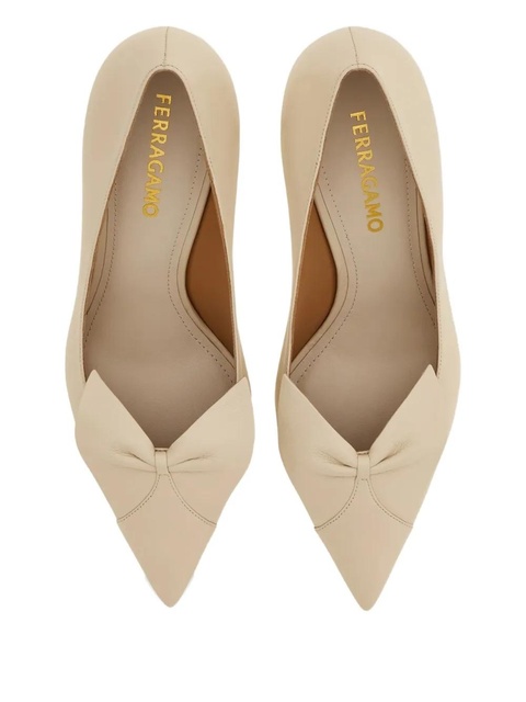 Ferragamo 70mm Bow leather pumps - White - zdjęcie produktu nr 2