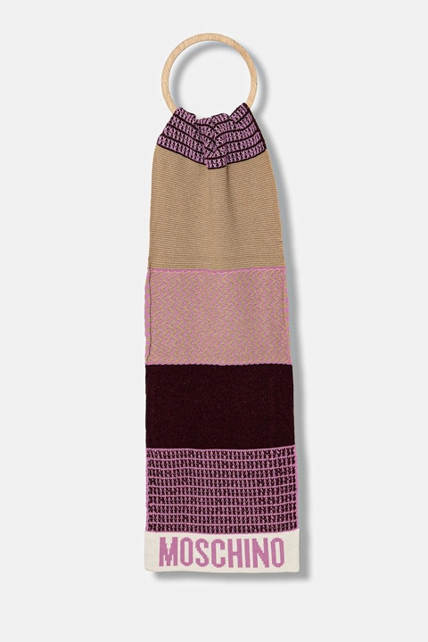 Moschino szalik z wełną kolor różowy wzorzysty M3337 30837 - zdjęcie produktu nr 1