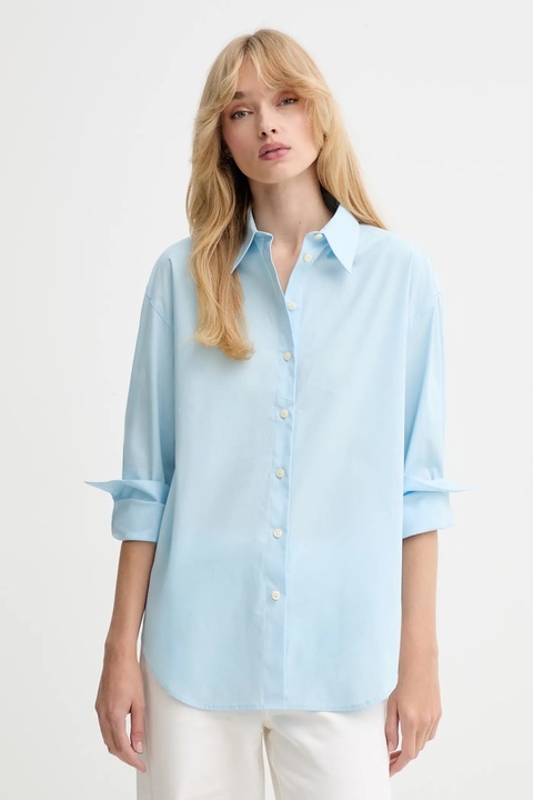 Calvin Klein koszula damska kolor niebieski relaxed z kołnierzykiem klasycznym LV044B160G - zdjęcie produktu nr 1