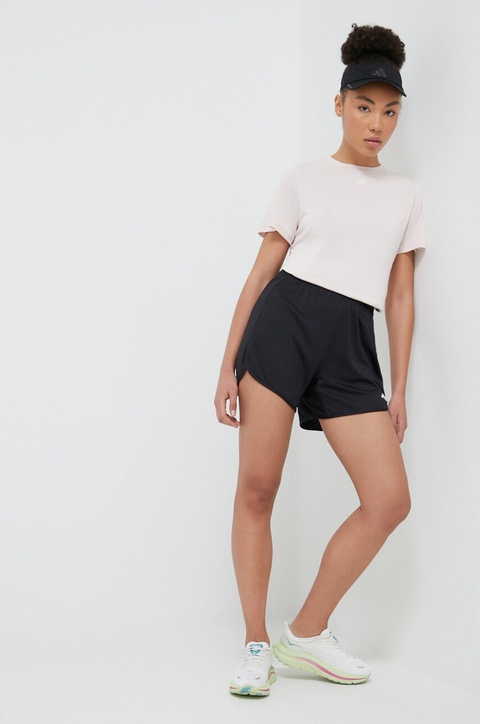 adidas Performance szorty treningowe Pacer kolor czarny gładkie high waist IQ2576 - zdjęcie produktu nr 2