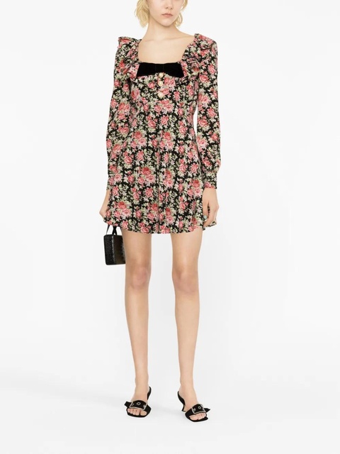 Alessandra Rich rose-print silk minidress - Black - zdjęcie produktu nr 1