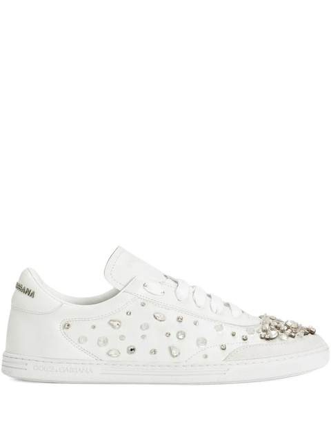 Dolce & Gabbana crystal-embellished leather sneakers - White - zdjęcie produktu nr 1