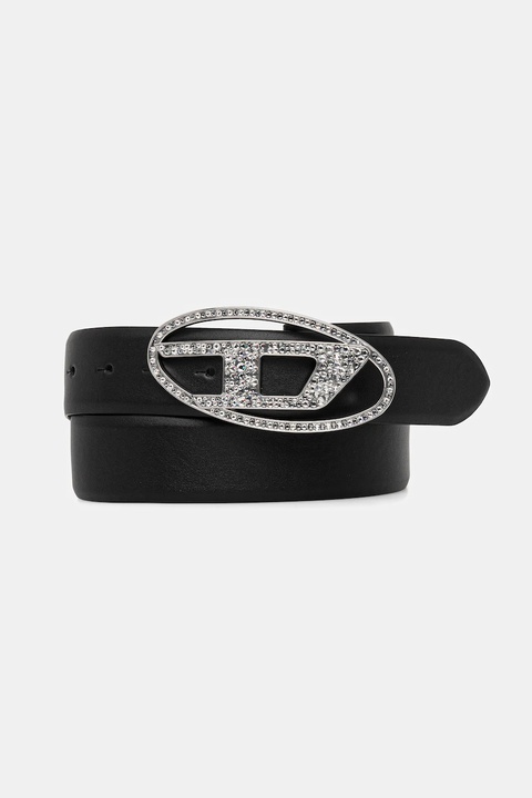 Diesel pasek skórzany OVAL D LOGO B-1DR STRASS damski kolor czarny X09611.P6364 - zdjęcie produktu nr 1