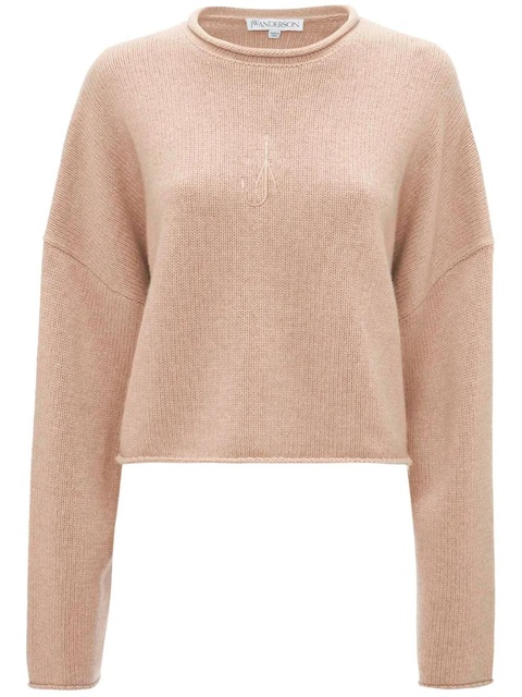 JW Anderson logo-embroidered cropped jumper - Neutrals - zdjęcie produktu nr 1
