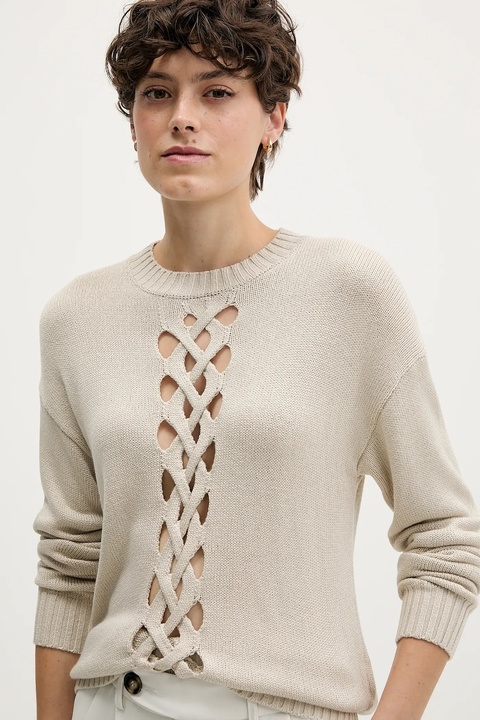 Sisley sweter damski kolor beżowy lekki 1XGYM106I - zdjęcie produktu nr 2