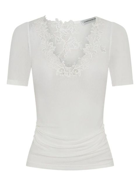 Christopher Esber lace-trim T-shirt - White - zdjęcie produktu nr 1