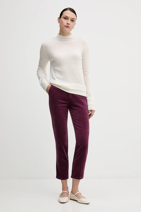 United Colors of Benetton spodnie sztruksowe kolor granatowy fason cygaretki high waist 4MIQDF07W - zdjęcie produktu nr 1