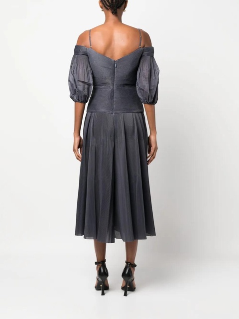 ZIMMERMANN off-shoulder pleated midi dress - Blue - zdjęcie produktu nr 2