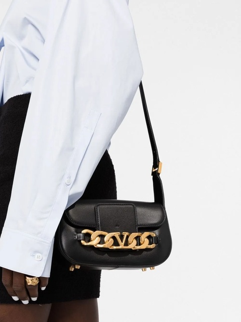 Valentino Garavani VLogo leather crossbody bag - Black - zdjęcie produktu nr 2