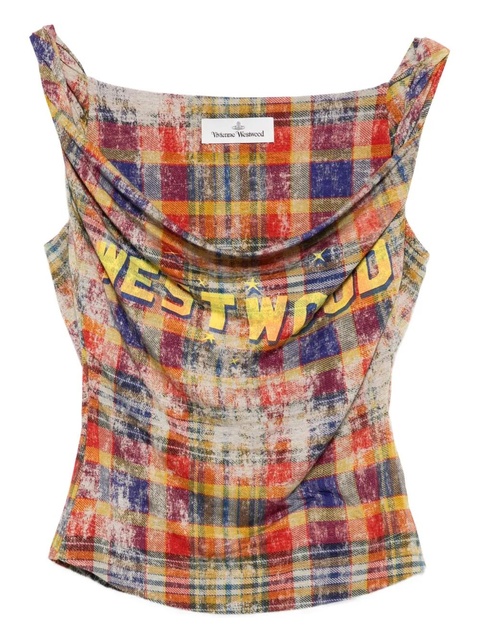 Vivienne Westwood plaid draped tank top - Red - zdjęcie produktu nr 1