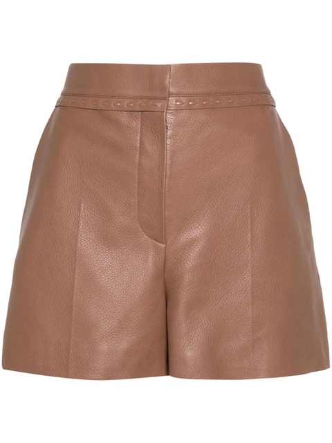 FENDI Selleria-stitching leather shorts - Brown - zdjęcie produktu nr 1