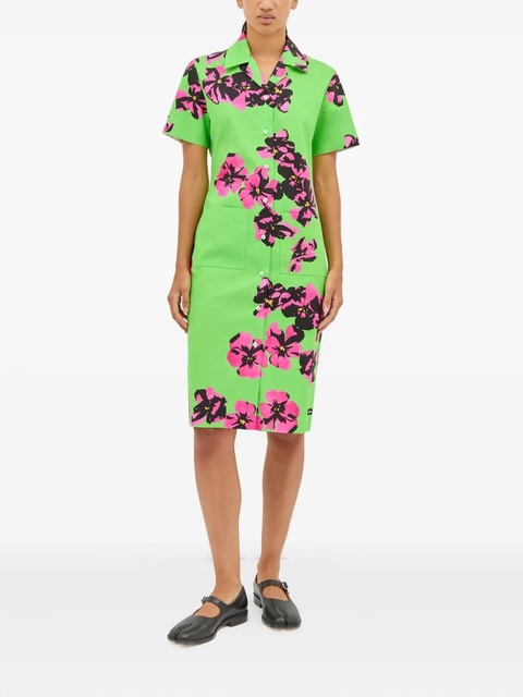 Miu Miu floral-print button-front dress - Green - zdjęcie produktu nr 2