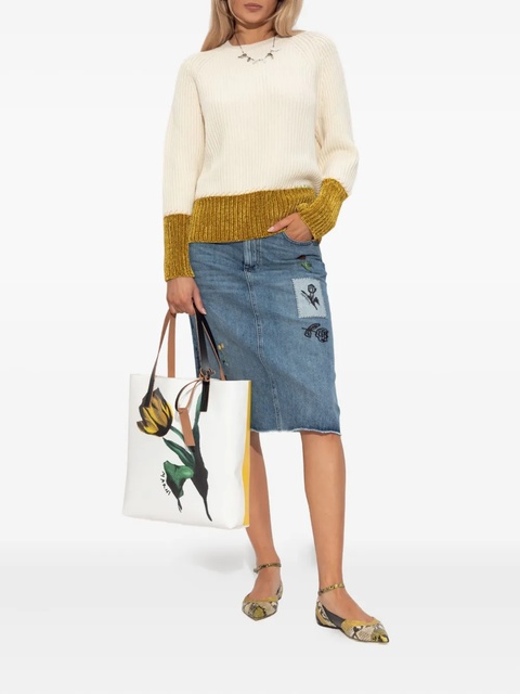 Marni embroidered-floral denim midi skirt - Blue - zdjęcie produktu nr 2