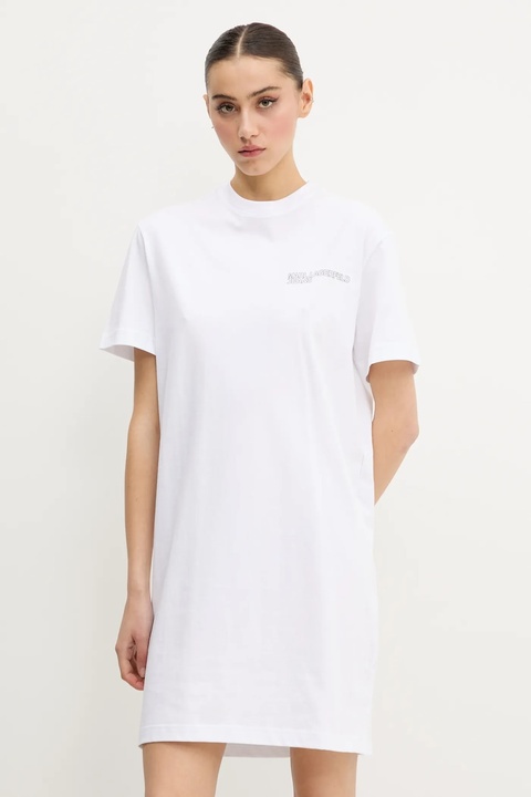 Karl Lagerfeld Jeans sukienka bawełniana kolor biały mini prosta A2W13036 - zdjęcie produktu nr 2