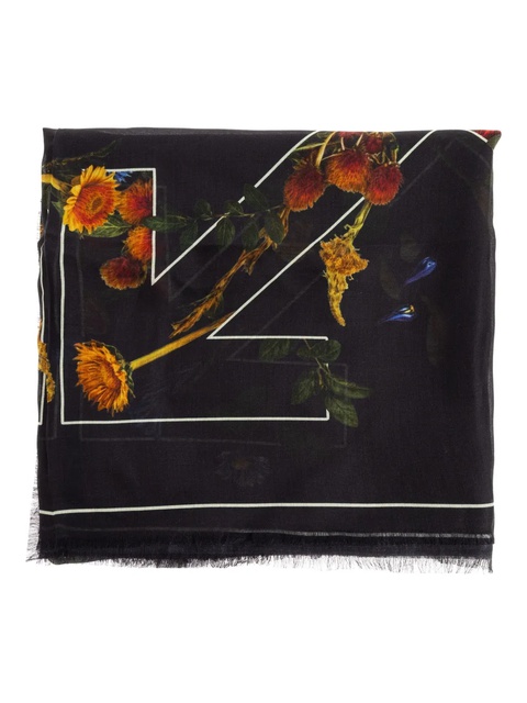 Off-White floral-print scarf - Black - zdjęcie produktu nr 1