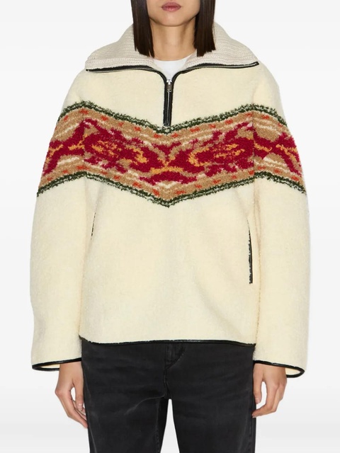 MARANT ÉTOILE Marner graphic-stripe fleece sweater - Neutrals - zdjęcie produktu nr 2