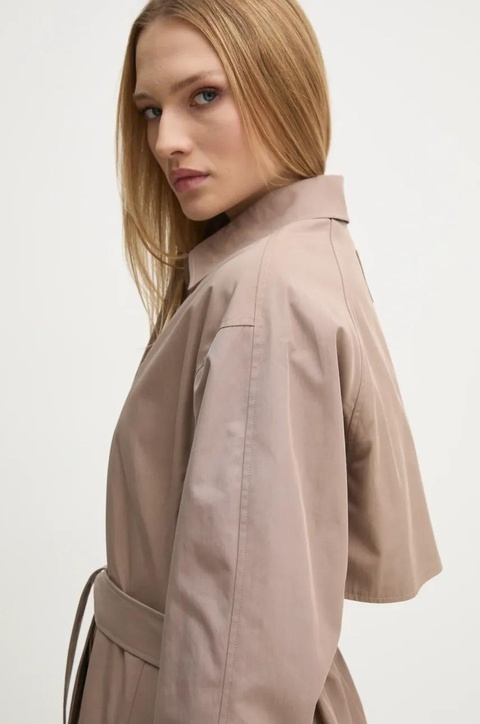 Calvin Klein Jeans trencz damski kolor beżowy przejściowy oversize J20J224713 - zdjęcie produktu nr 2