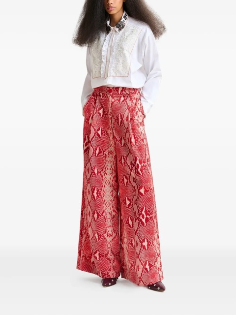 Essentiel Antwerp pleated snakeskin-print trousers - Red - zdjęcie produktu nr 2