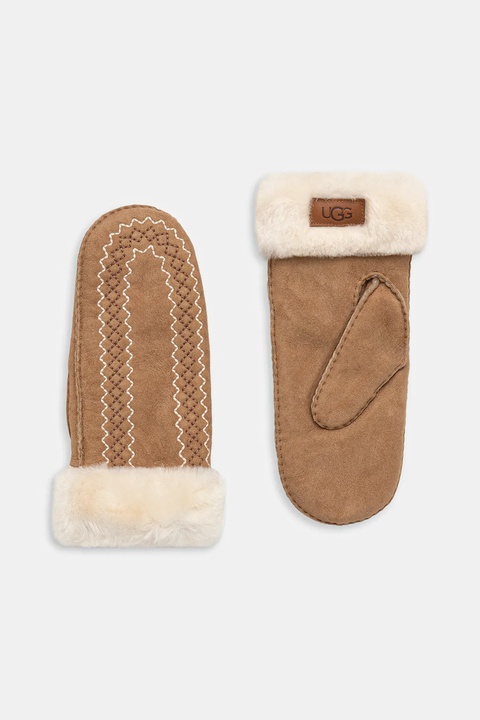 UGG rękawiczki zamszowe damskie kolor brązowy 100907 - zdjęcie produktu nr 1