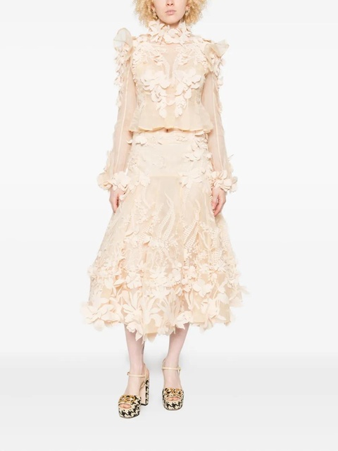 ZIMMERMANN floral-applique midi skirt - Neutrals - zdjęcie produktu nr 1