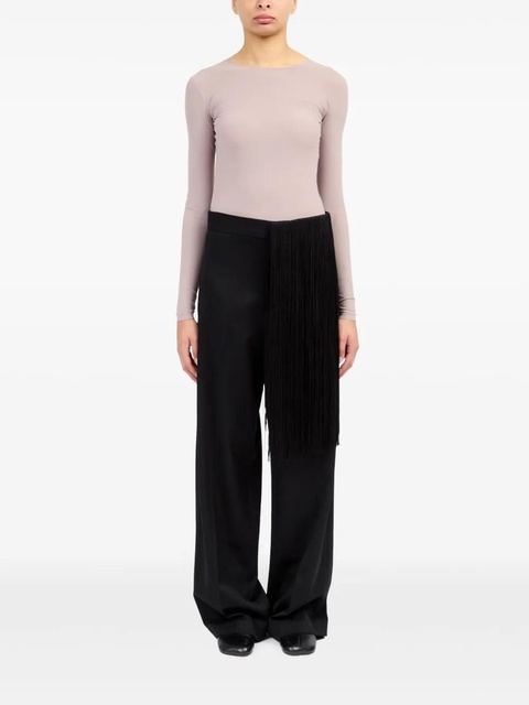 MM6 Maison Margiela fringe-detailing flared trousers - Black - zdjęcie produktu nr 1