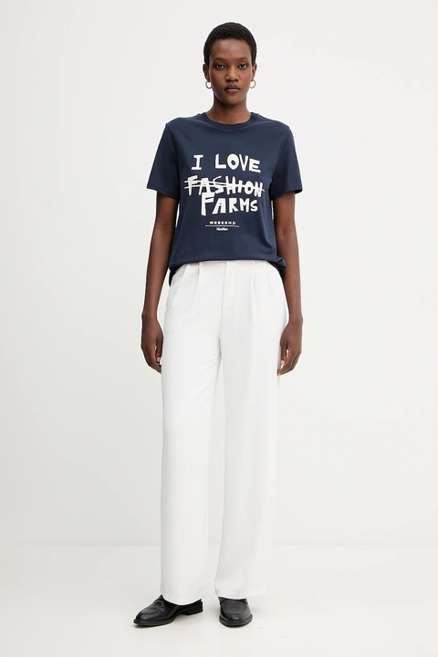 Weekend Max Mara t-shirt bawełniany CLOWN damski kolor granatowy 2525976012600 - zdjęcie produktu nr 2