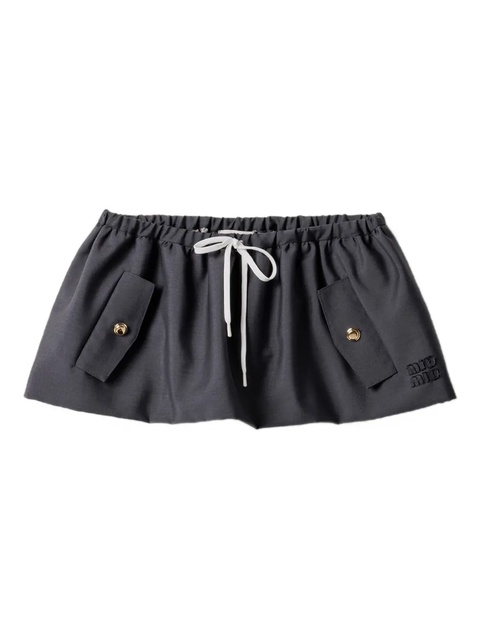 Miu Miu Bonded logo-detail drawstring skirt - Blue - zdjęcie produktu nr 1