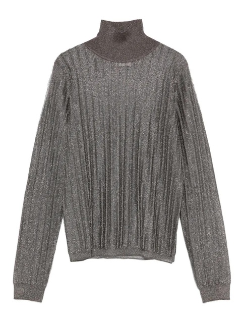 Alysi ribbed metallic top - Grey - zdjęcie produktu nr 1