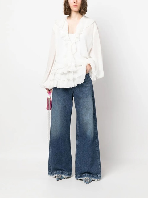 Blumarine fil coupé ruffled blouse - White - zdjęcie produktu nr 1