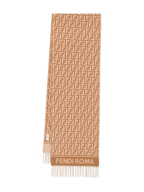 FENDI logo-detail fringed scarf - Brown - zdjęcie produktu nr 1