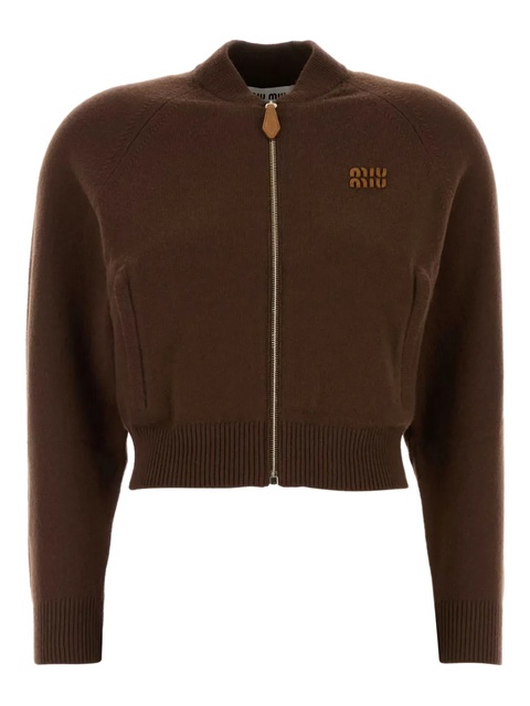 Miu Miu zip-up cropped cardigan - Brown - zdjęcie produktu nr 1