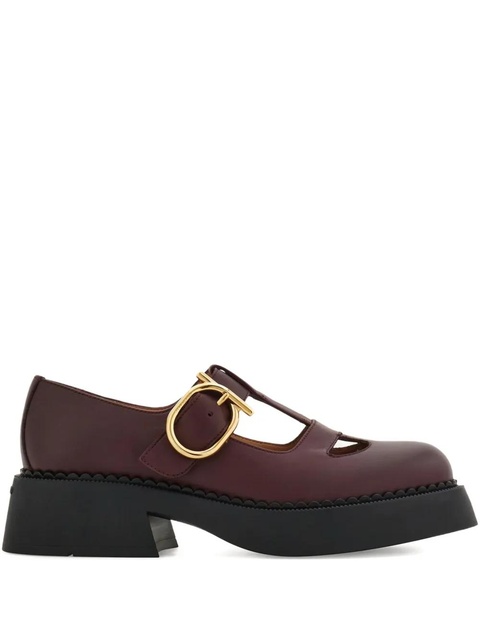 Ferragamo T-strap buckle loafers - Red - zdjęcie produktu nr 1