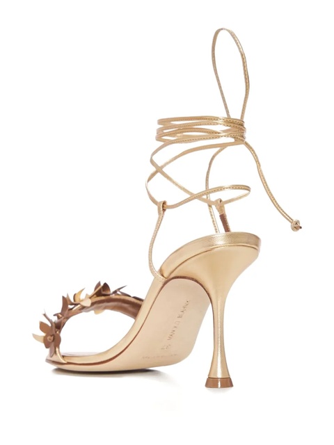 Manolo Blahnik 90mm Anista flower-embellished lace-up sandals - Yellow - zdjęcie produktu nr 2