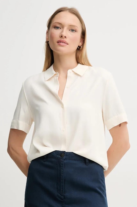 Tommy Hilfiger koszula damska kolor beżowy relaxed z kołnierzykiem klasycznym WW0WW44683 - zdjęcie produktu nr 1