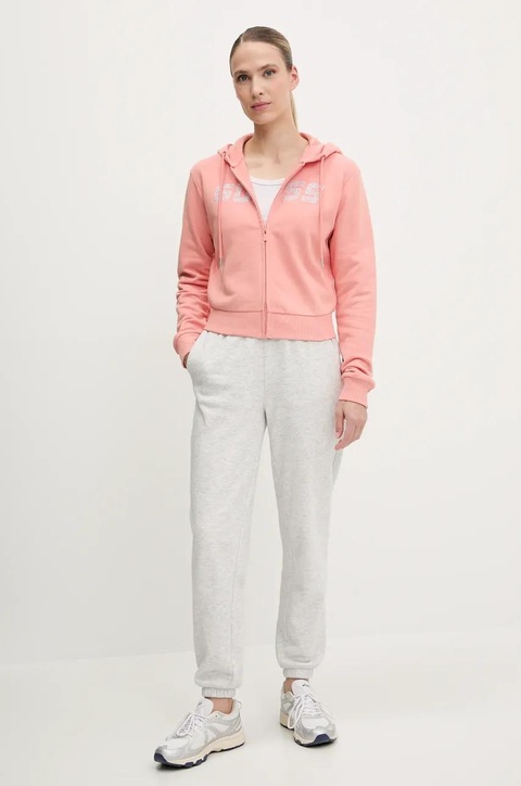 Guess bluza bawełniana PRIMULA damska kolor pomarańczowy z kapturem z aplikacją V5GQ10 KCRP0 - zdjęcie produktu nr 2