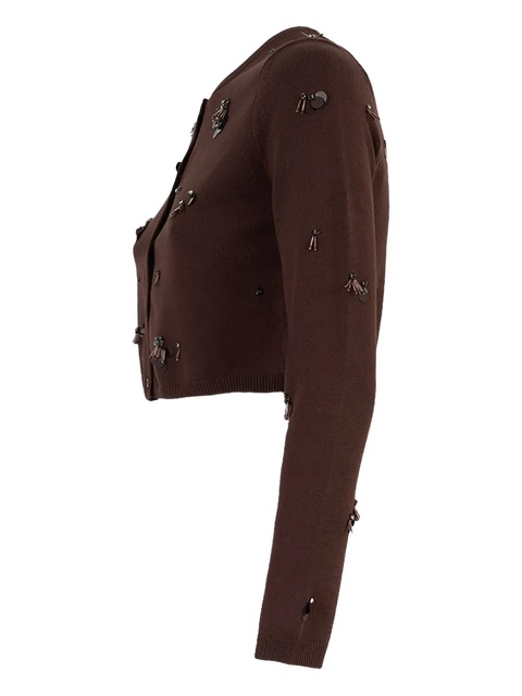 Simkhai Zadie embellished cropped cardigan - Brown - zdjęcie produktu nr 1