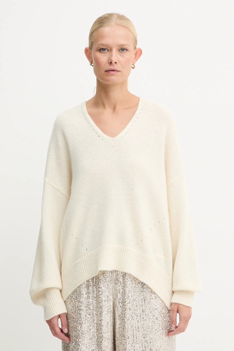 BOSS Orange sweter z dodatkiem wełny damski kolor biały 50550464 - zdjęcie produktu nr 1