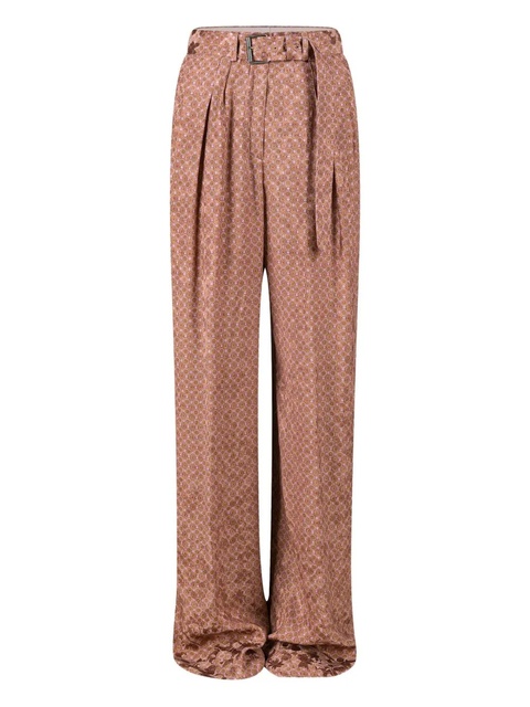 DRIES VAN NOTEN belted jacquard trousers - Orange - zdjęcie produktu nr 1