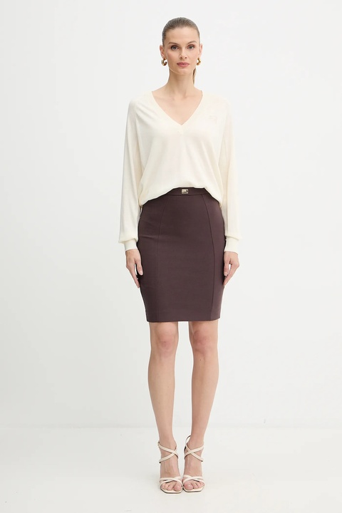 Elisabetta Franchi spódnica kolor bordowy mini ołówkowa GO14757E2 - zdjęcie produktu nr 2